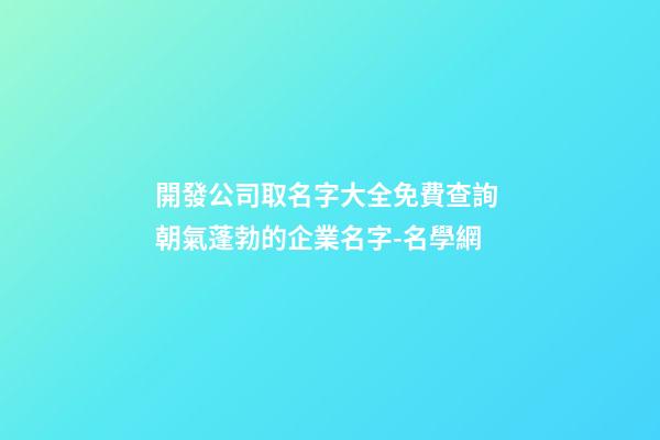 開發公司取名字大全免費查詢 朝氣蓬勃的企業名字-名學網-第1張-公司起名-玄機派